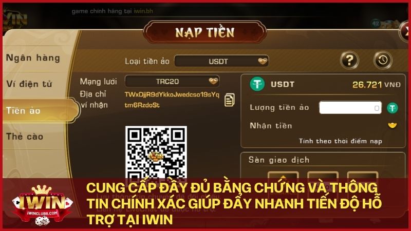 Gửi kèm hình ảnh minh chứng giúp tư vấn viên Iwin xử lý sự cố chính xác nhất.